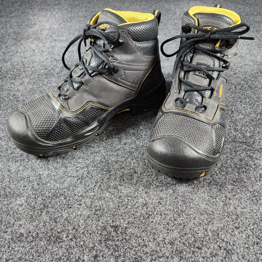 Keen Logandale Utility Work Boots Steel Toe Mens 8.5D Black Gray Waterproof